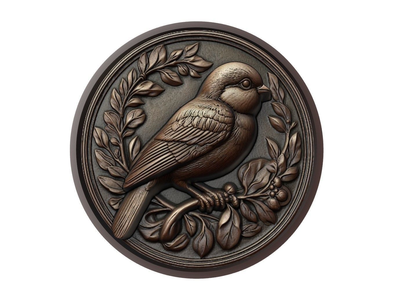 Sparrow Animal Medallion 3D print model_1