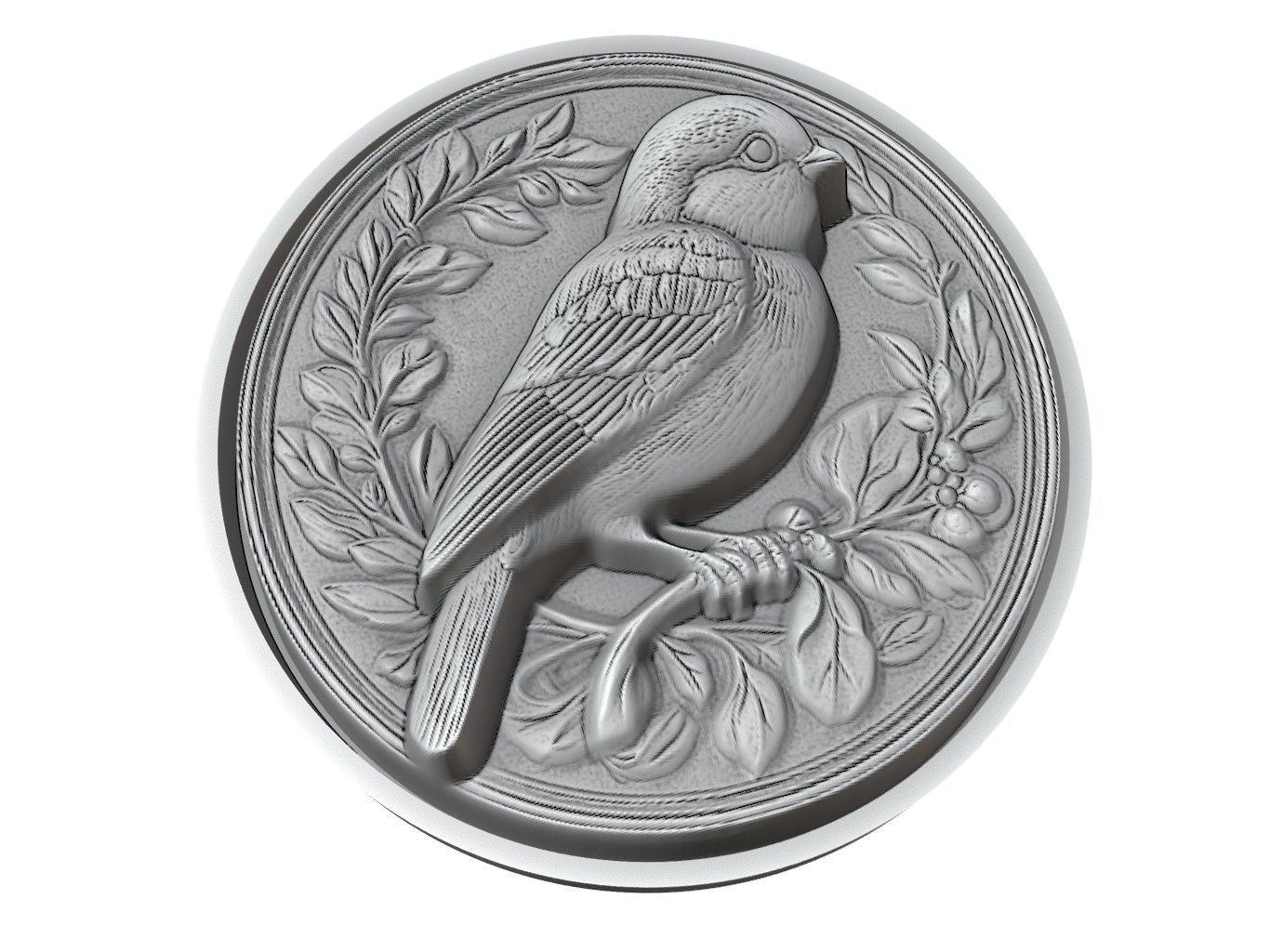Sparrow Animal Medallion 3D print model_2