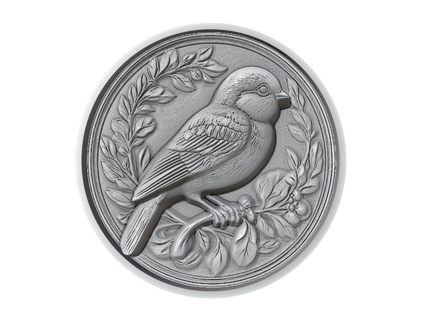 Sparrow Animal Medallion 3D print model_3