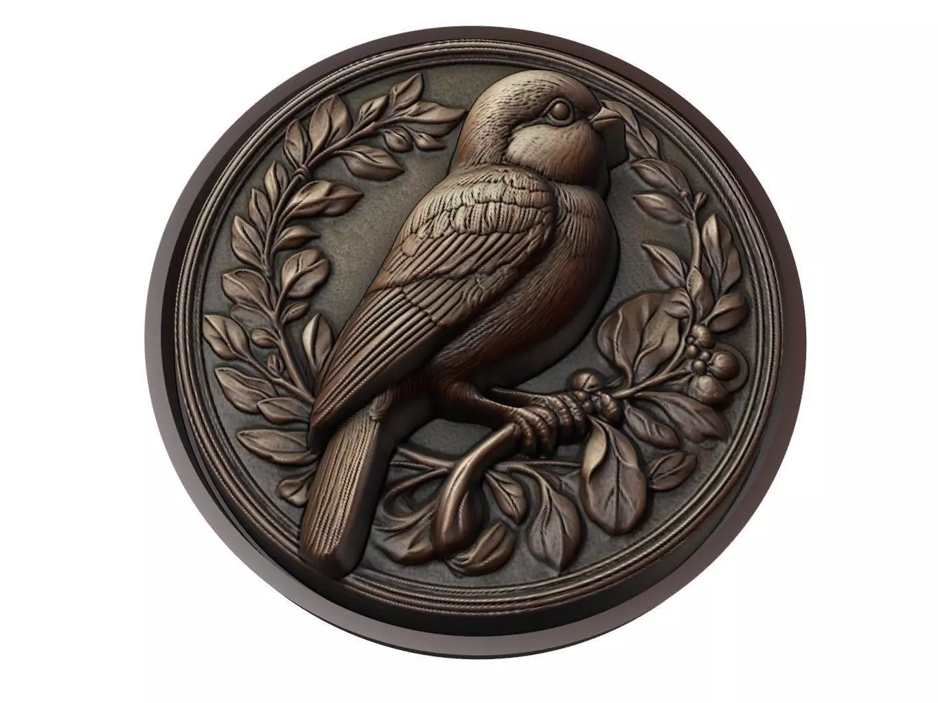 Sparrow Animal Medallion 3D print model_0