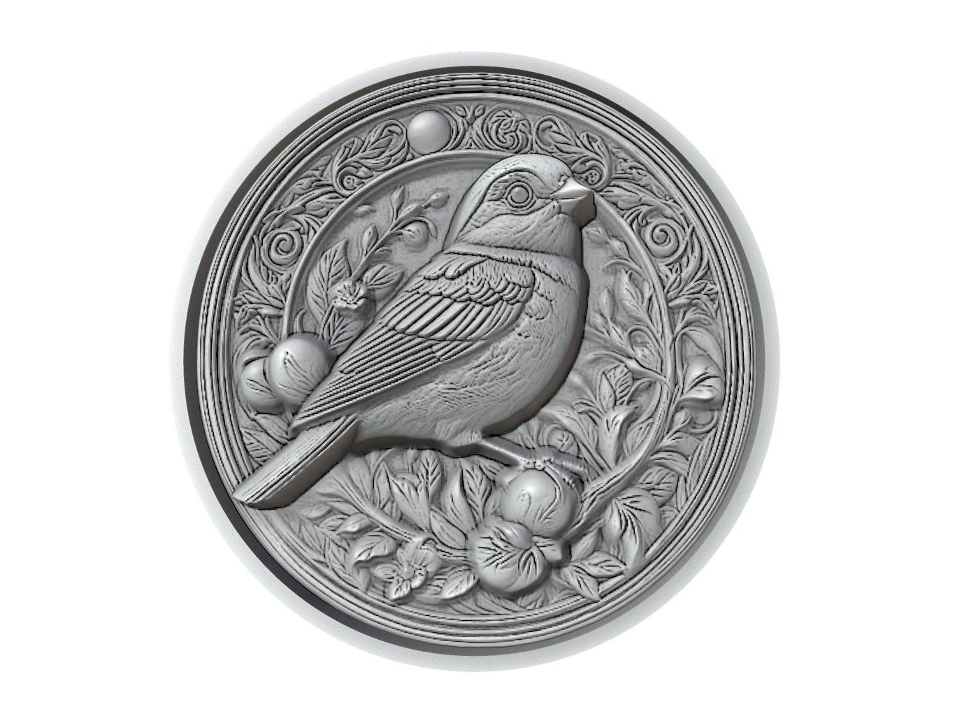 Sparrow Animal Medallion 3D print model_2