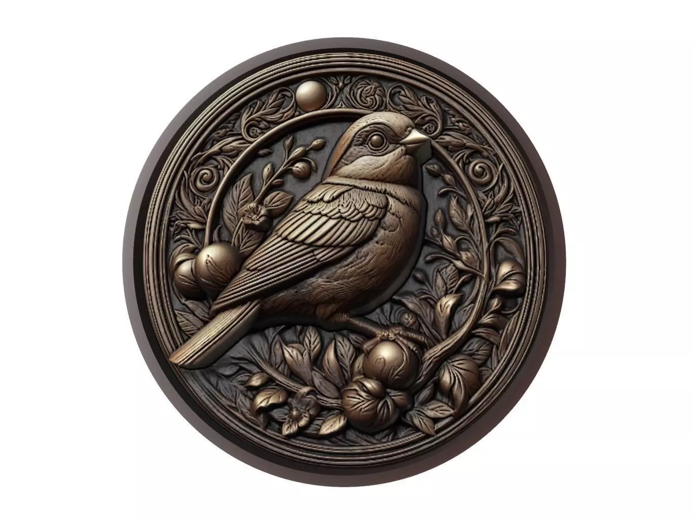 Sparrow Animal Medallion 3D print model_0