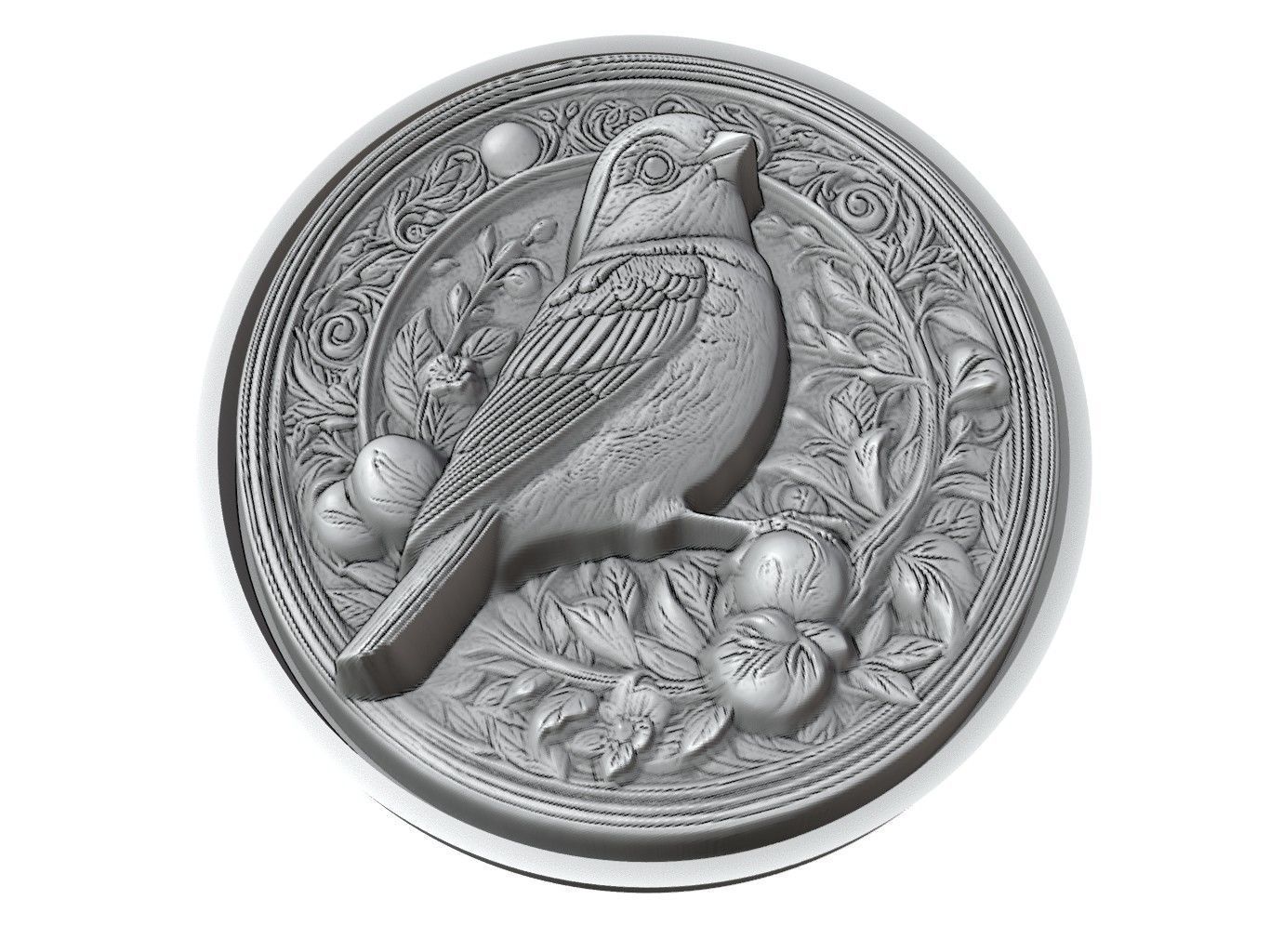 Sparrow Animal Medallion 3D print model_3