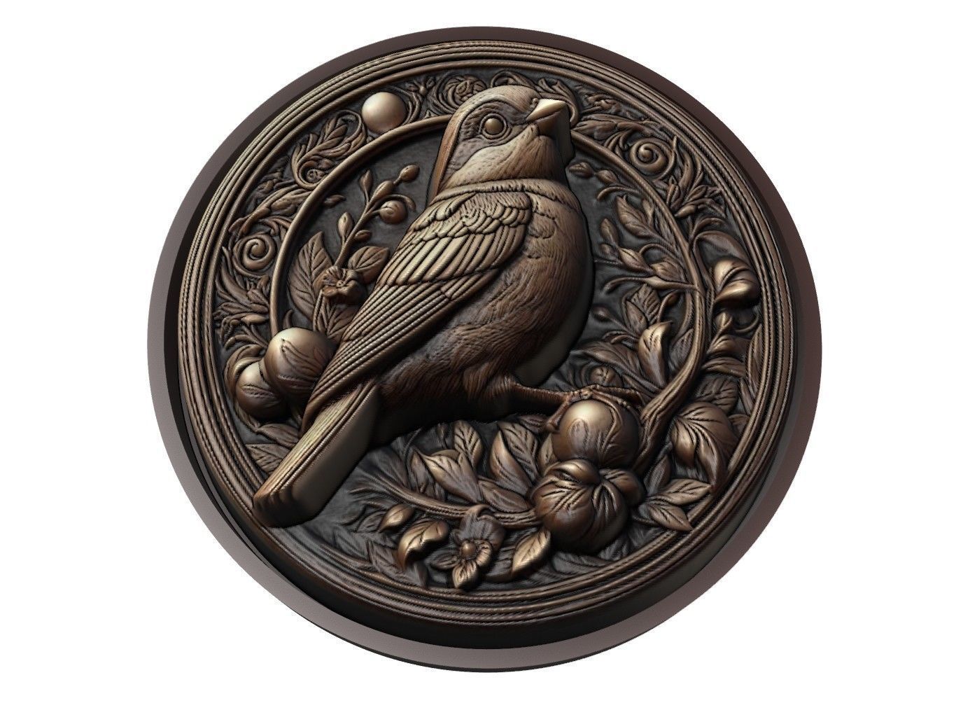 Sparrow Animal Medallion 3D print model_1