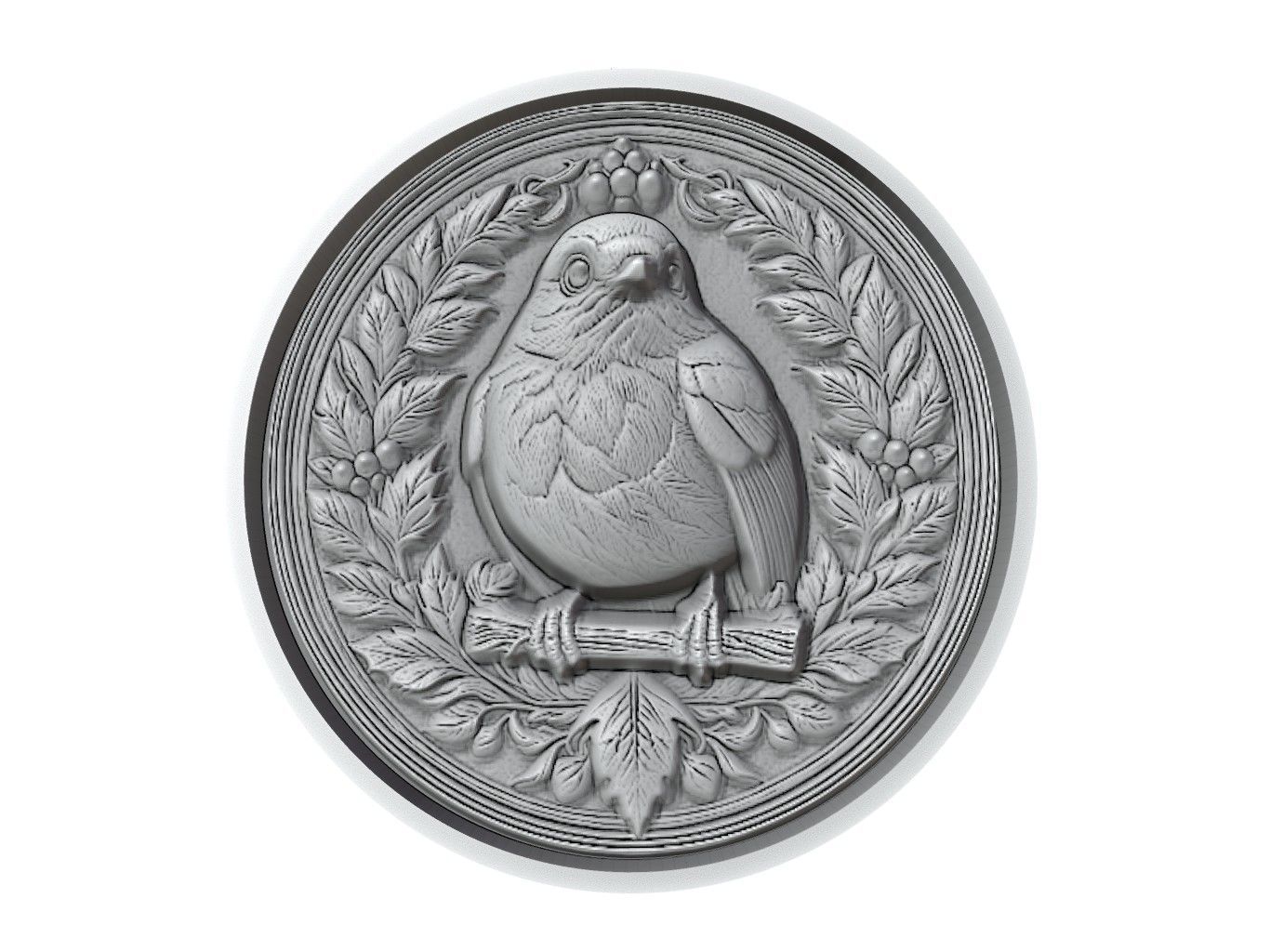 Robin Animal Medallion 3D print model_2