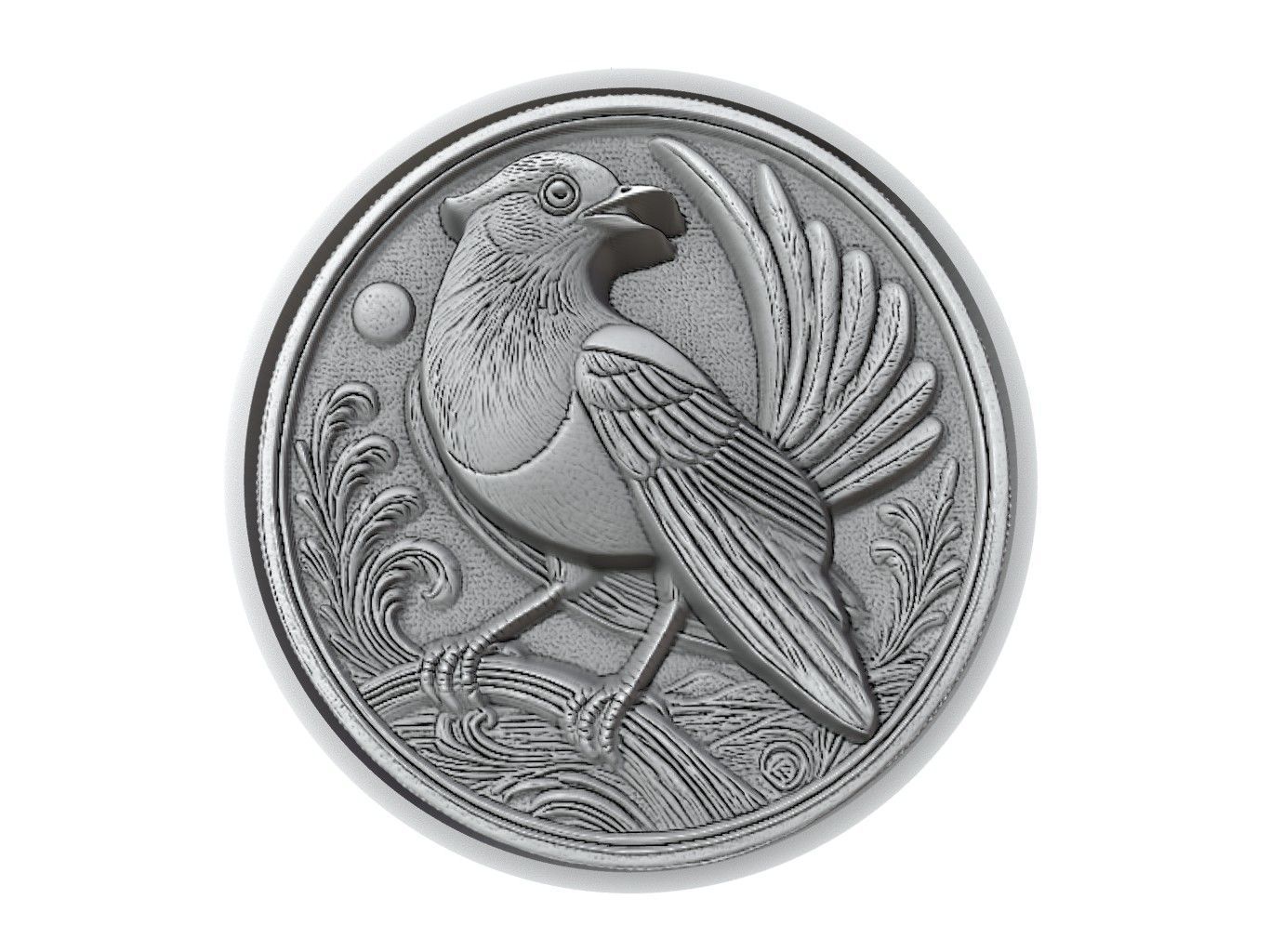 Magpie Animal Medallion 3D print model_2