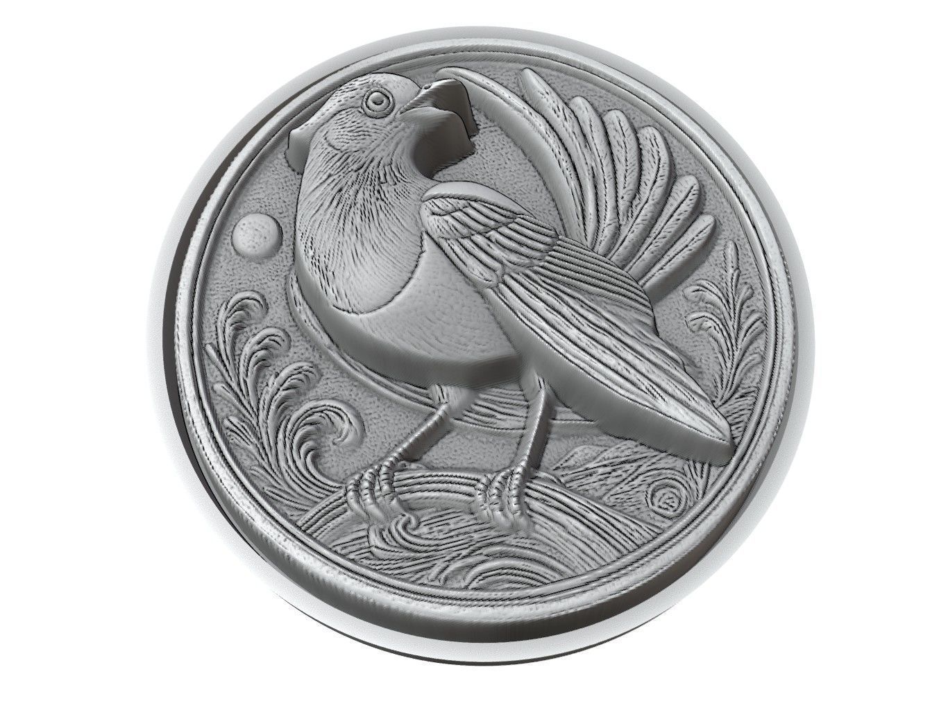 Magpie Animal Medallion 3D print model_3