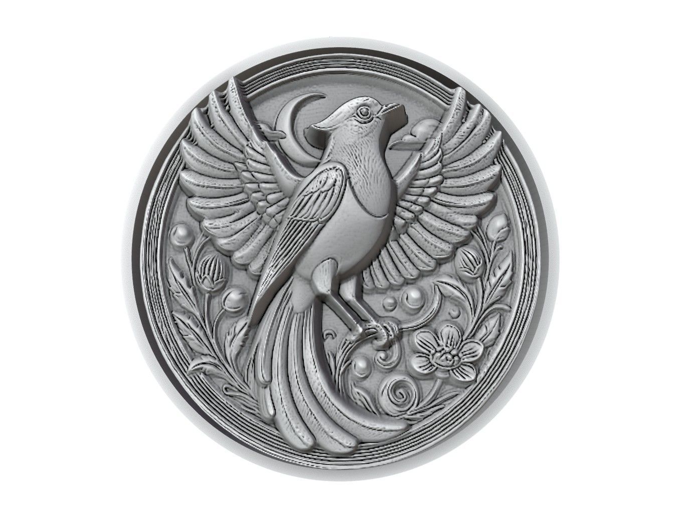 Magpie Animal Medallion 3D print model_2