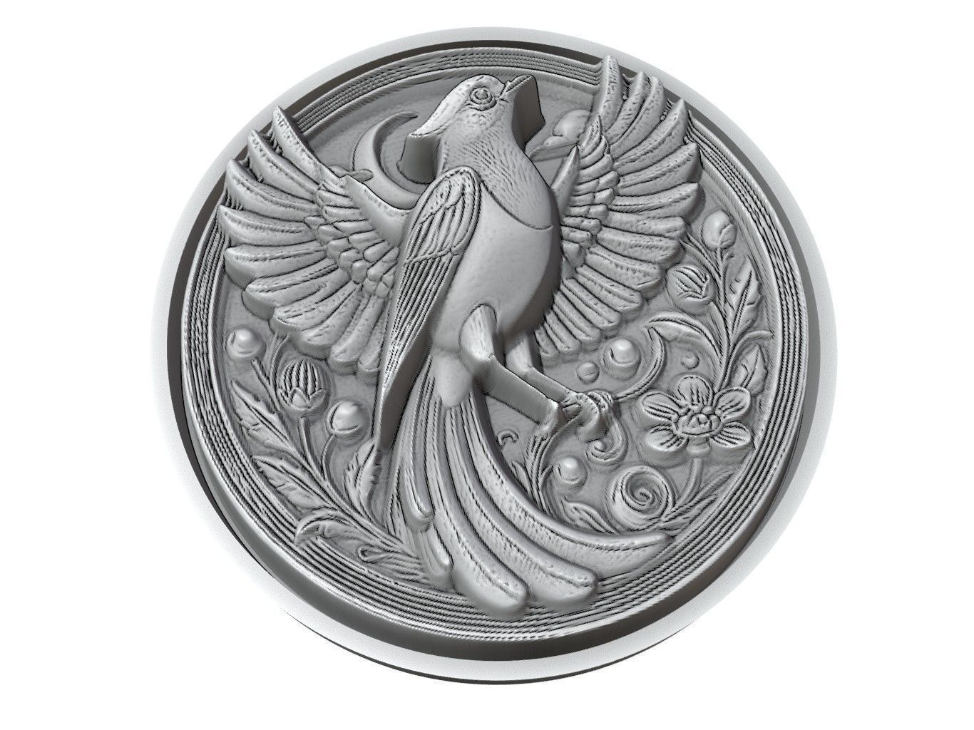 Magpie Animal Medallion 3D print model_3