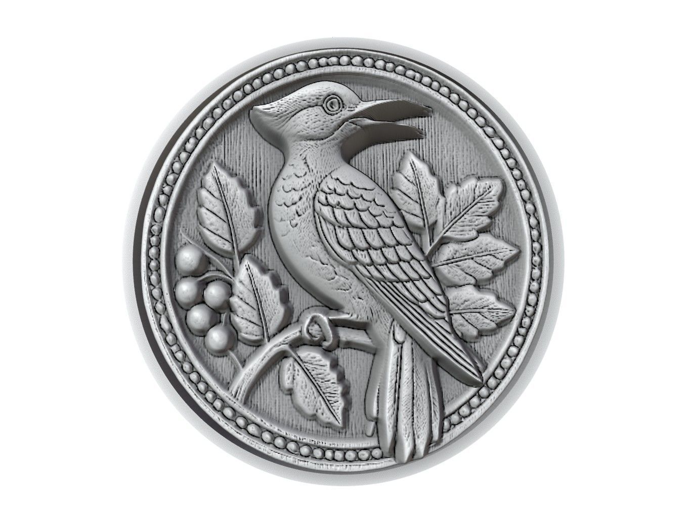 Woodpecker Animal Medallion 3D print model_2