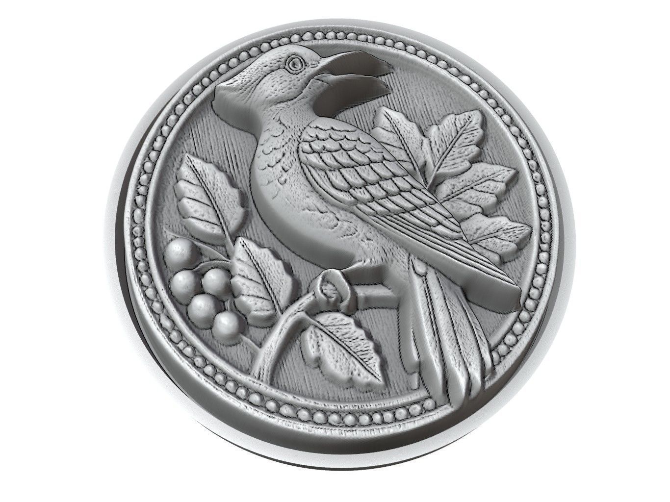 Woodpecker Animal Medallion 3D print model_3