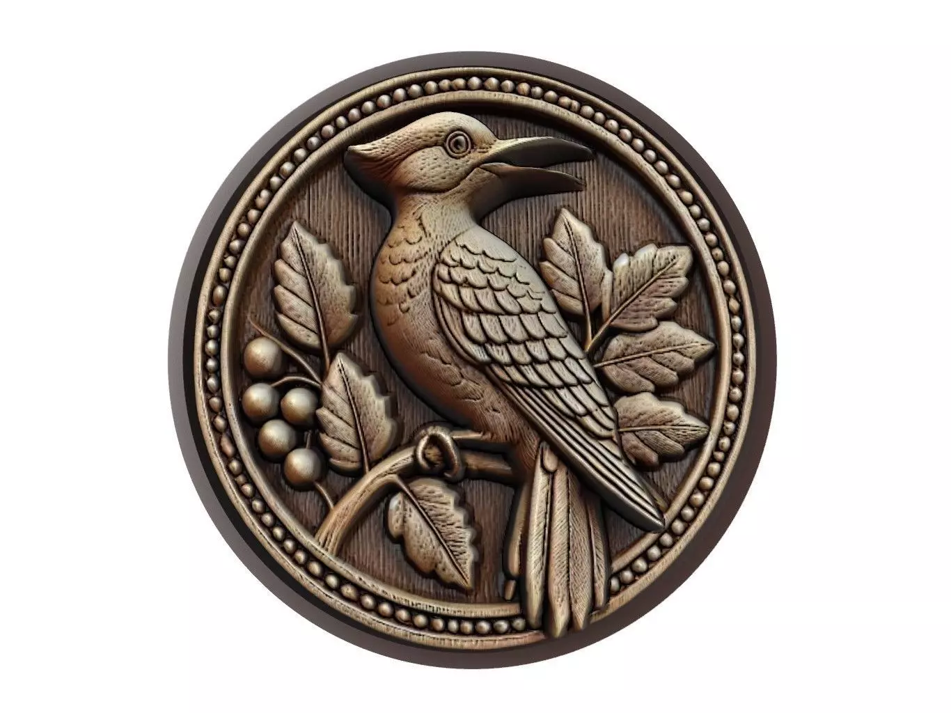 Woodpecker Animal Medallion 3D print model_0