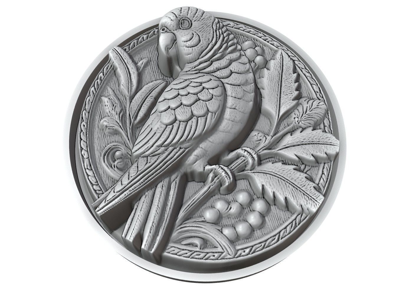 Parakeet Animal Medallion 3D print model_3