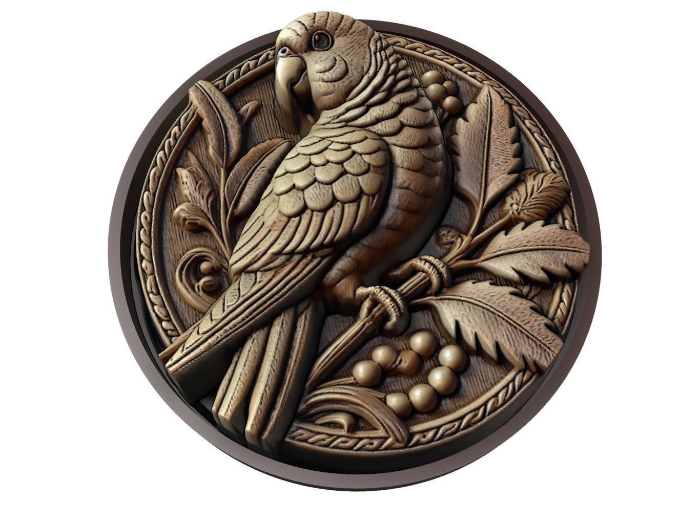 Parakeet Animal Medallion 3D print model_1