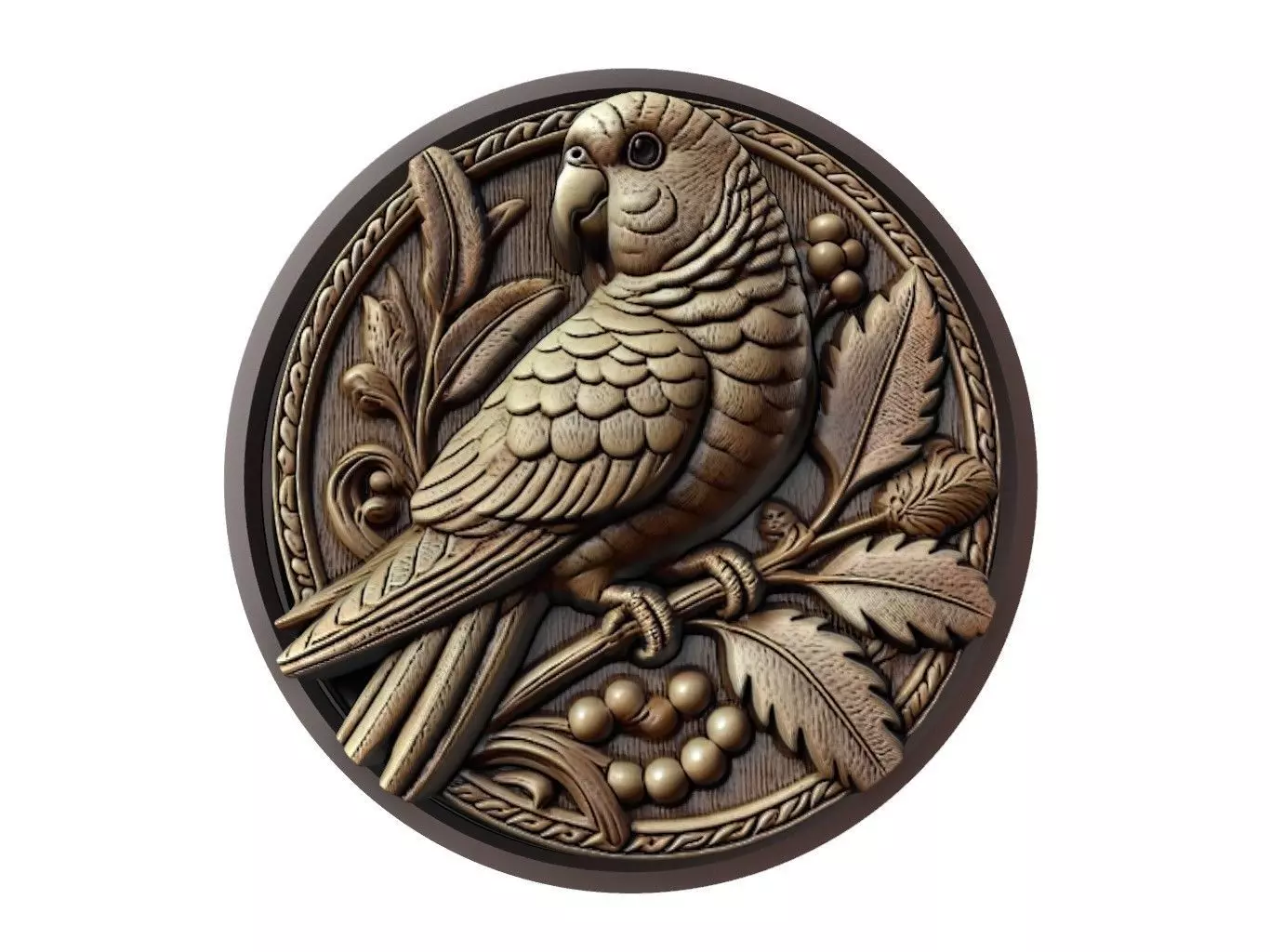 Parakeet Animal Medallion 3D print model_0