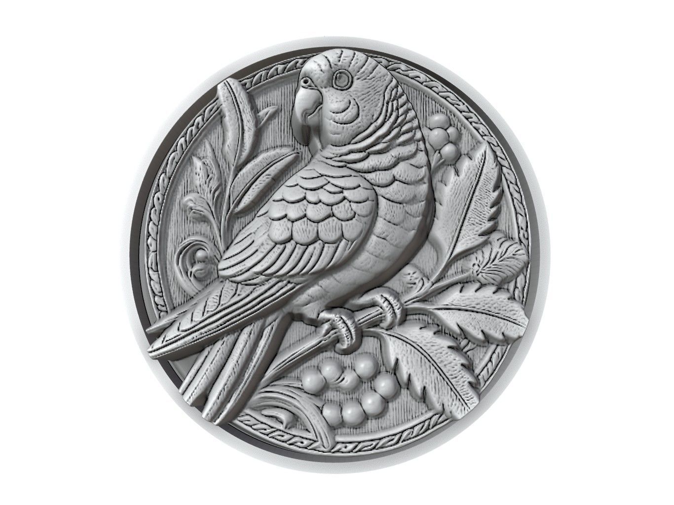 Parakeet Animal Medallion 3D print model_2