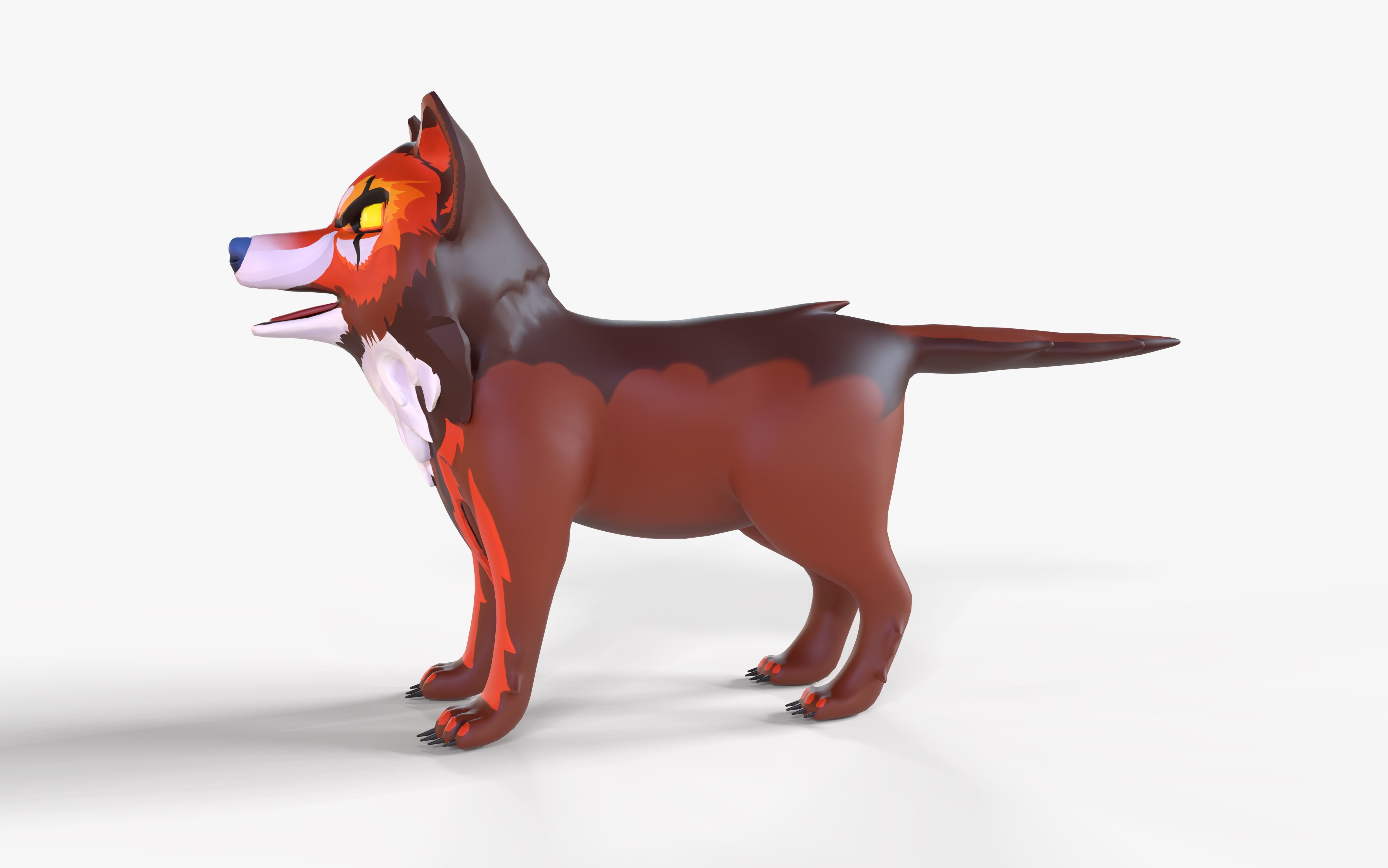 Mystic DOG Kitsune Fox Stylised Cartoon Game Ready Rigged Low-poly 3D model_7