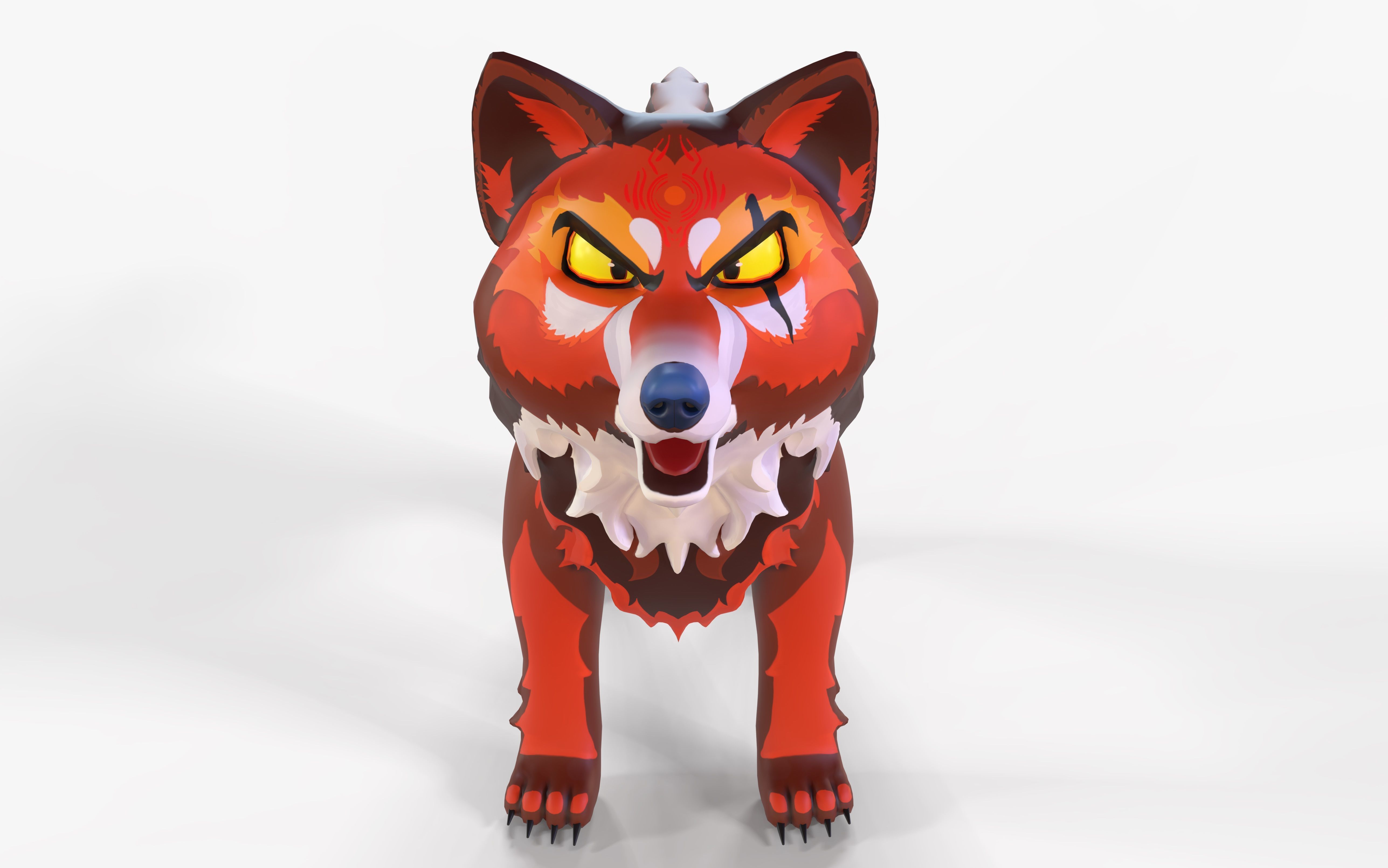 Mystic DOG Kitsune Fox Stylised Cartoon Game Ready Rigged Low-poly 3D model_6
