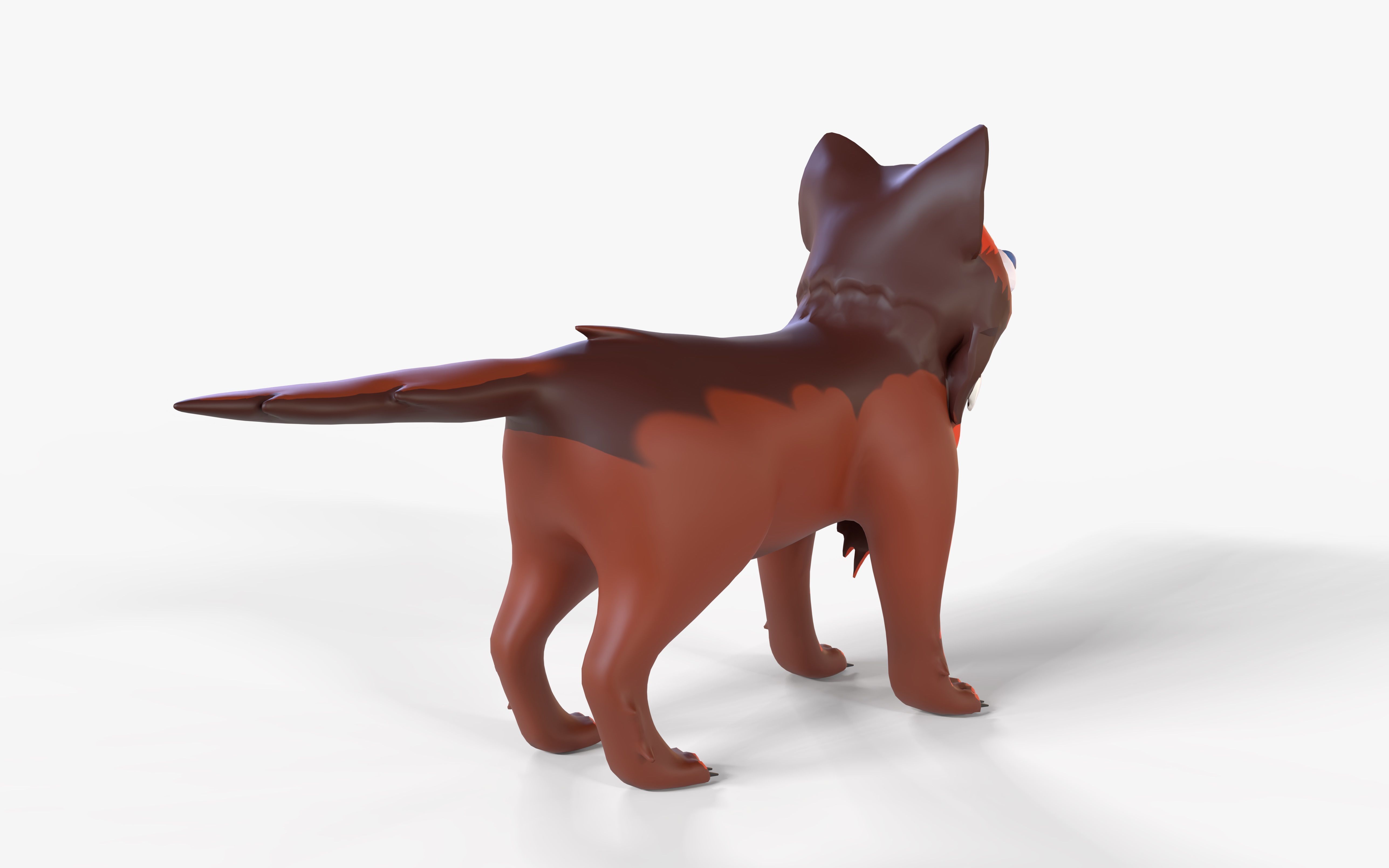Mystic DOG Kitsune Fox Stylised Cartoon Game Ready Rigged Low-poly 3D model_4