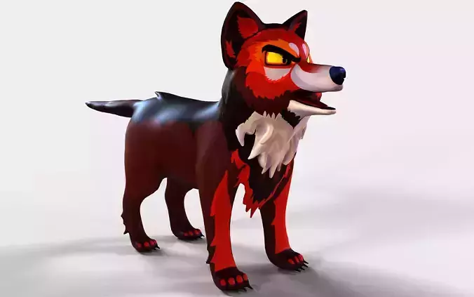 Mystic DOG Kitsune Fox Stylised Cartoon Game Ready Rigged Low-poly 3D model