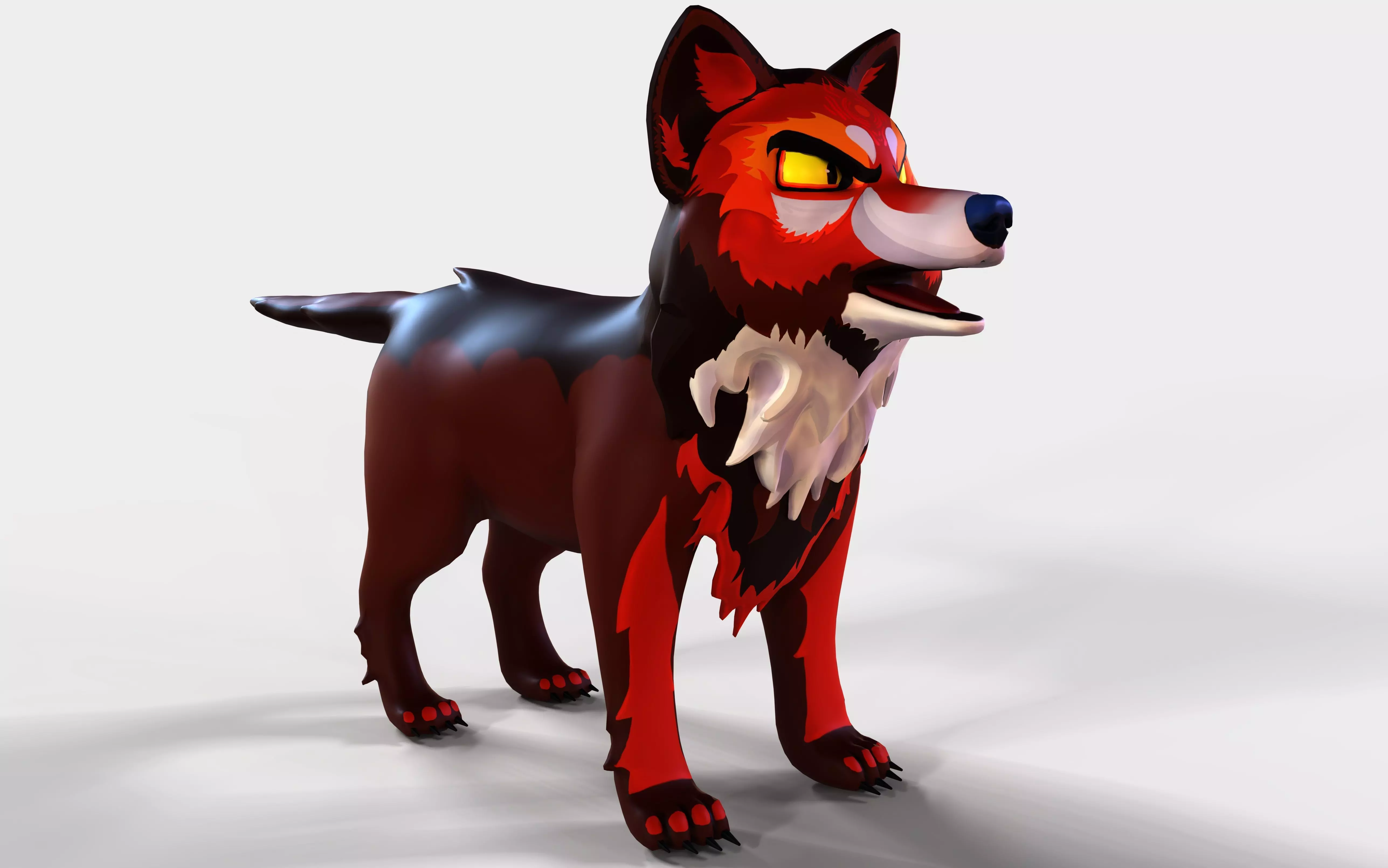 Mystic DOG Kitsune Fox Stylised Cartoon Game Ready Rigged Low-poly 3D model_0