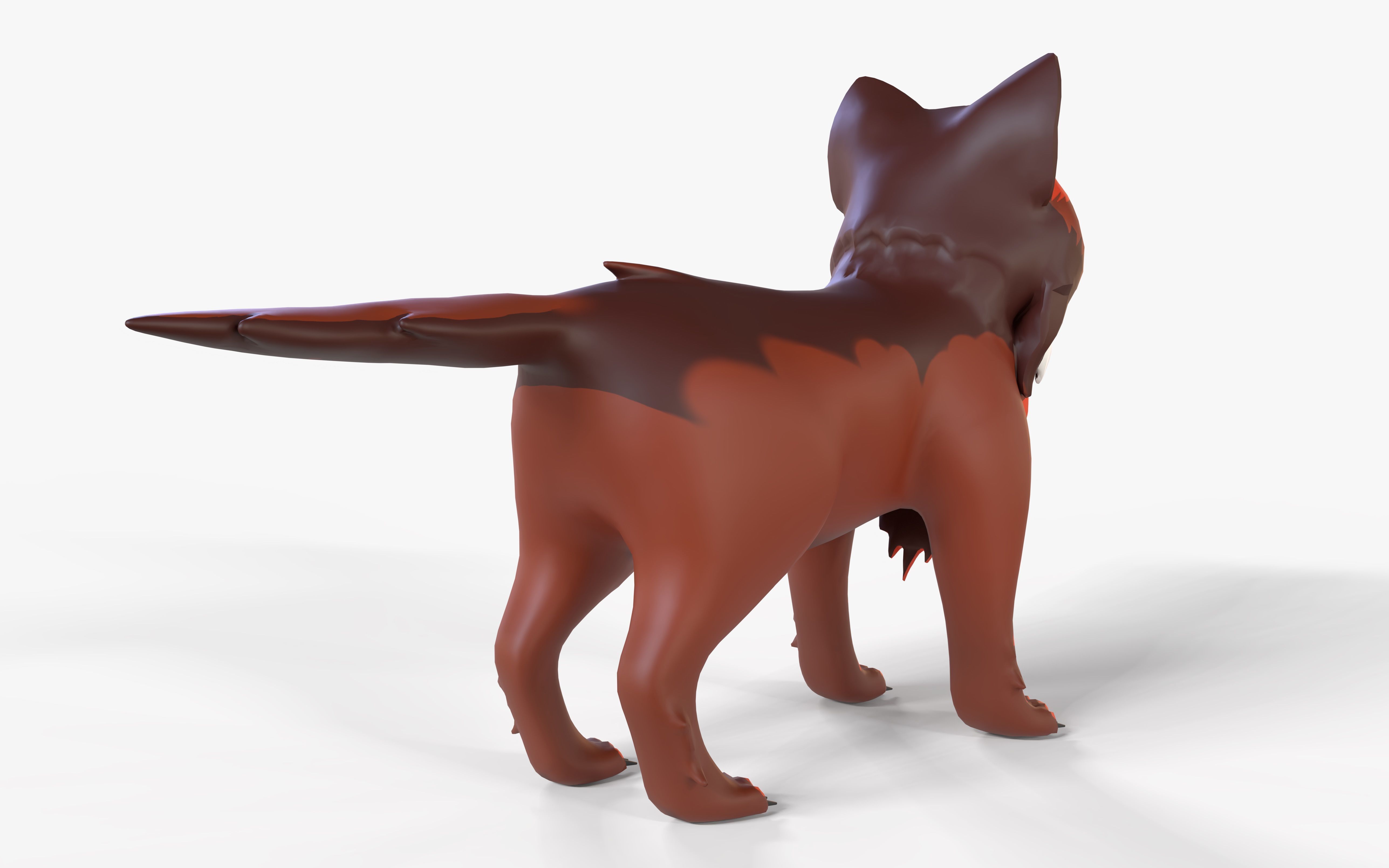 Mystic DOG Kitsune Fox Stylised Cartoon Game Ready Rigged Low-poly 3D model_3
