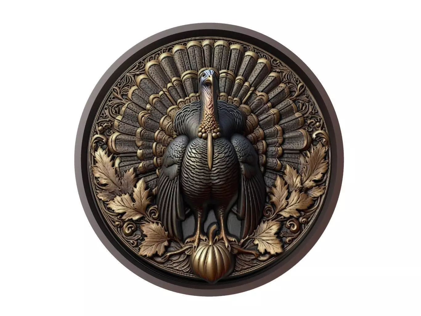 Turkey Animal Medallion 3D print model_0