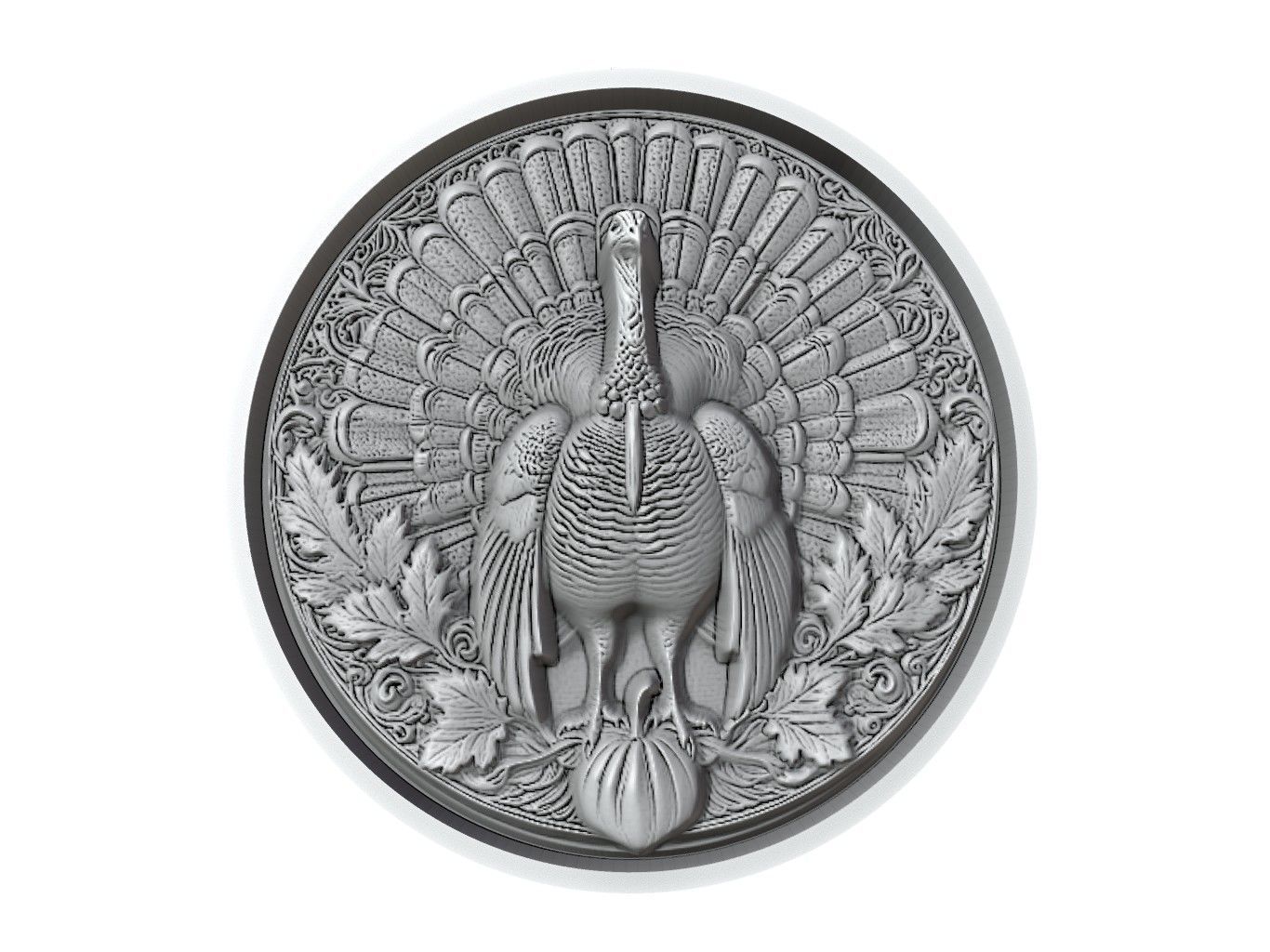 Turkey Animal Medallion 3D print model_2