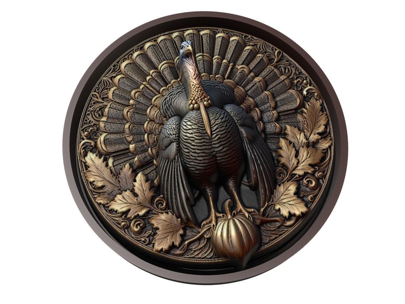 Turkey Animal Medallion 3D print model_1