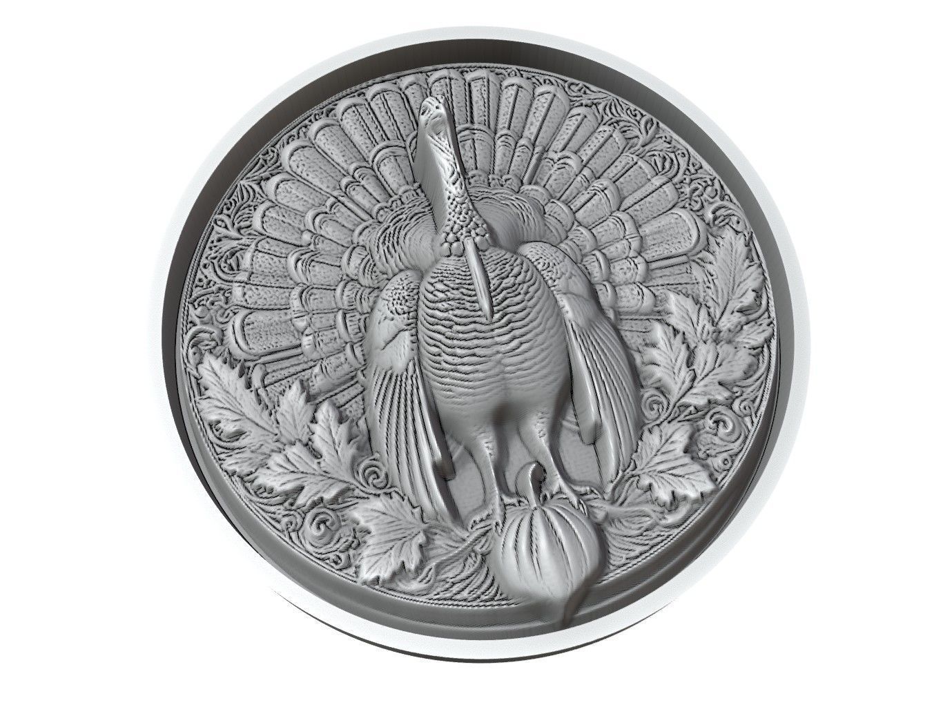 Turkey Animal Medallion 3D print model_3