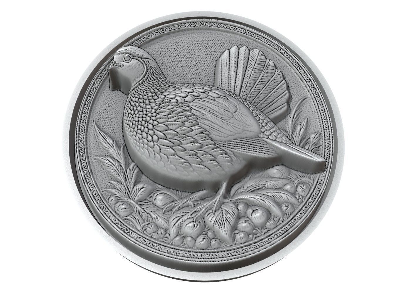 Quail Animal Medallion 3D print model_3