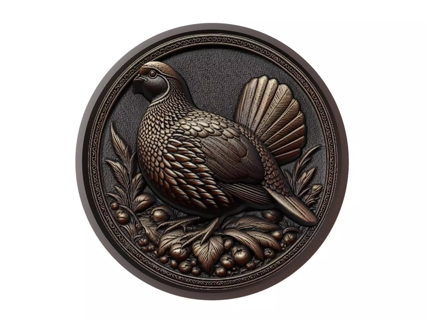 Quail Animal Medallion 3D print model_0