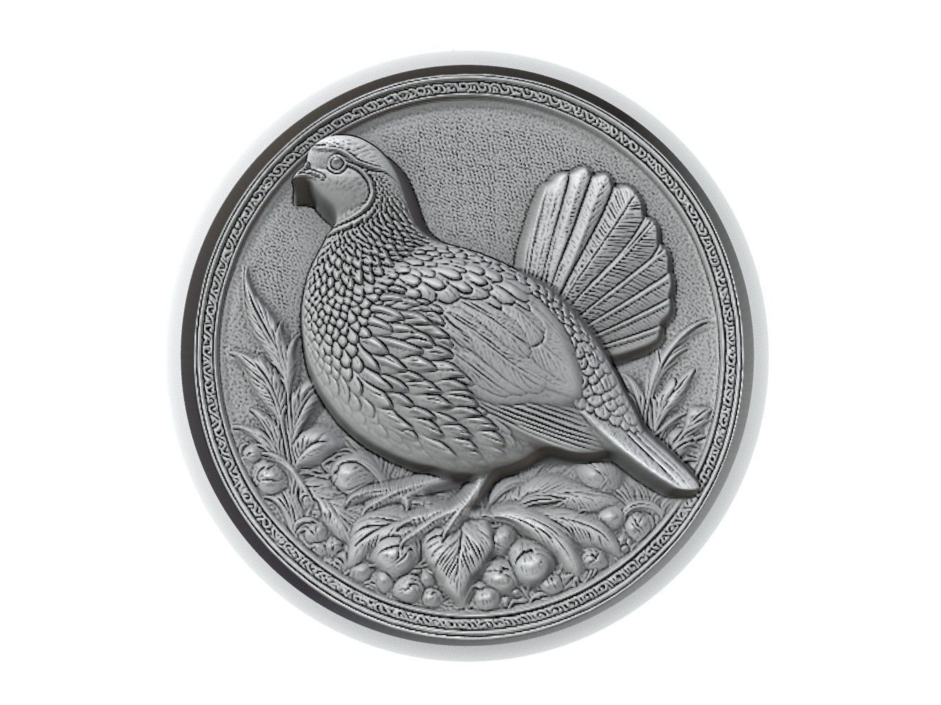 Quail Animal Medallion 3D print model_2