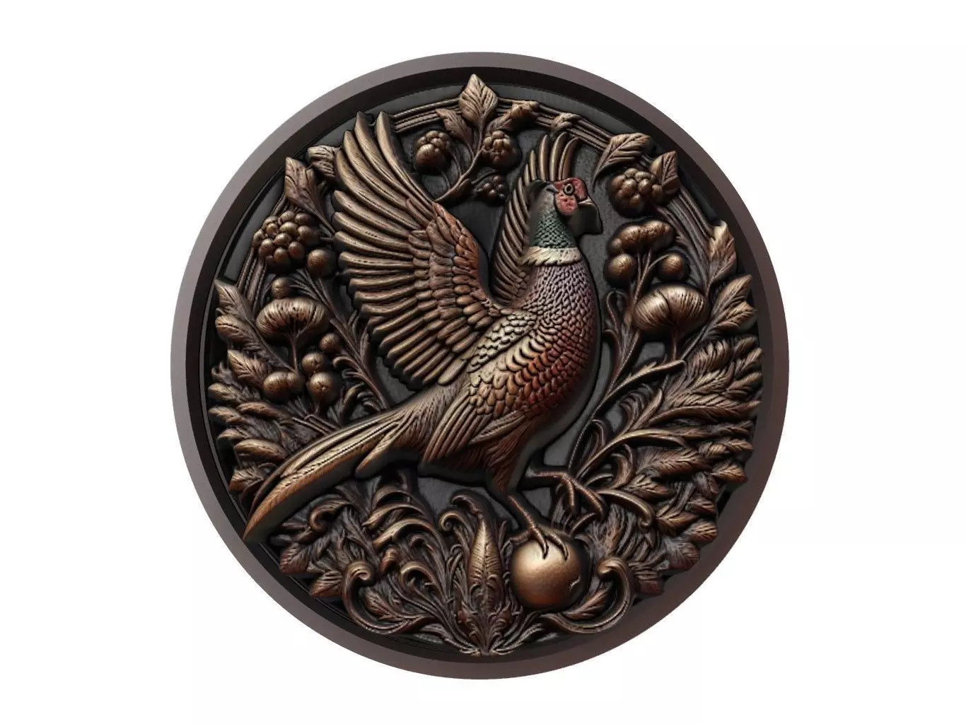 Pheasant Animal Medallion 3D print model