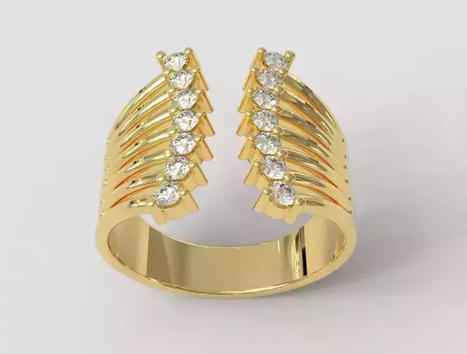 Modern Diamond Open Ring