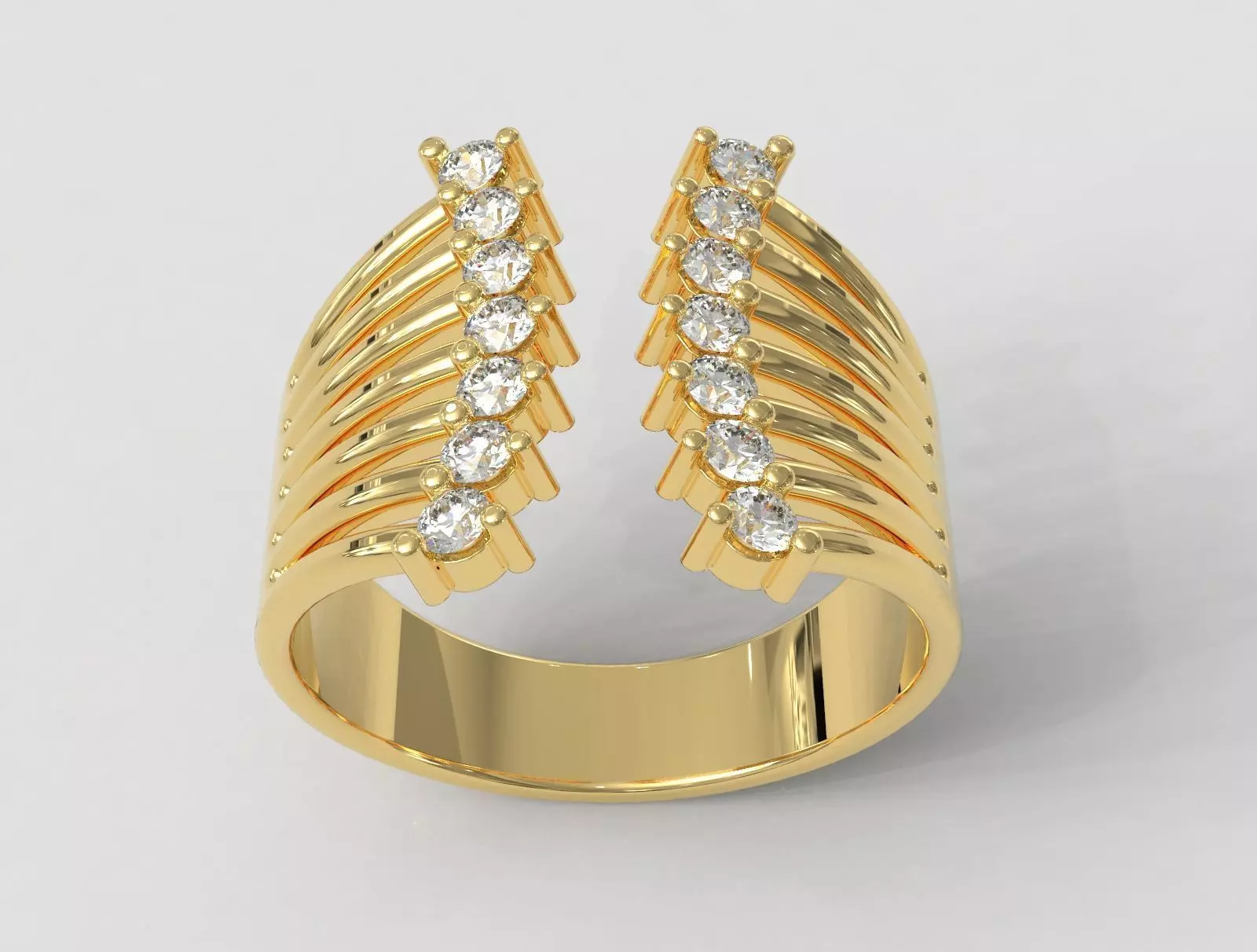 Modern Diamond Open Ring 3D print model