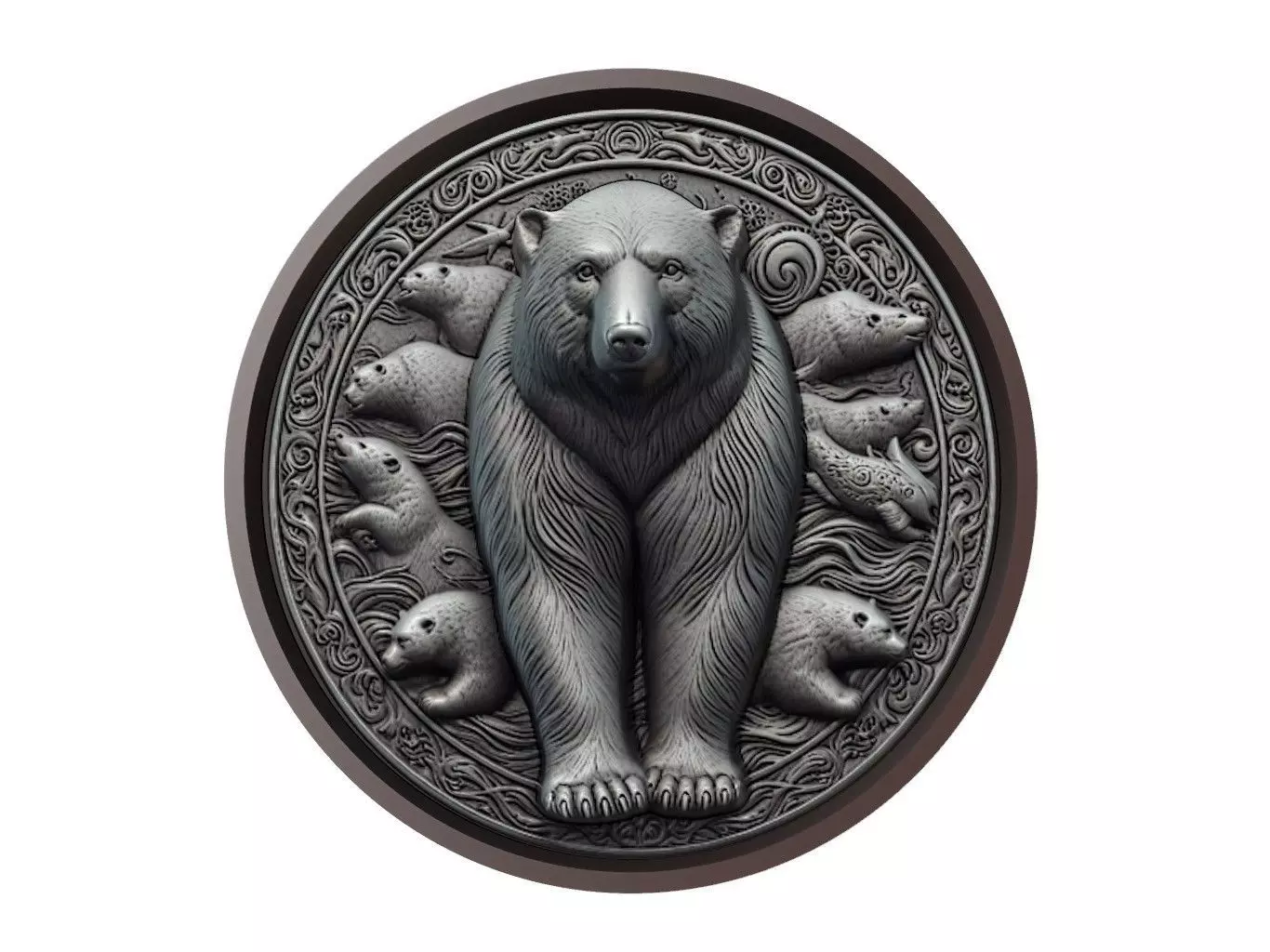 Polar Bear Animal Medallion 3D print model_0