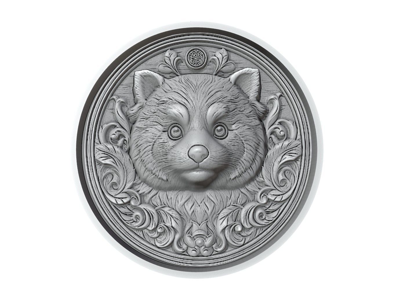 Red Panda Animal Medallion 3D print model_2