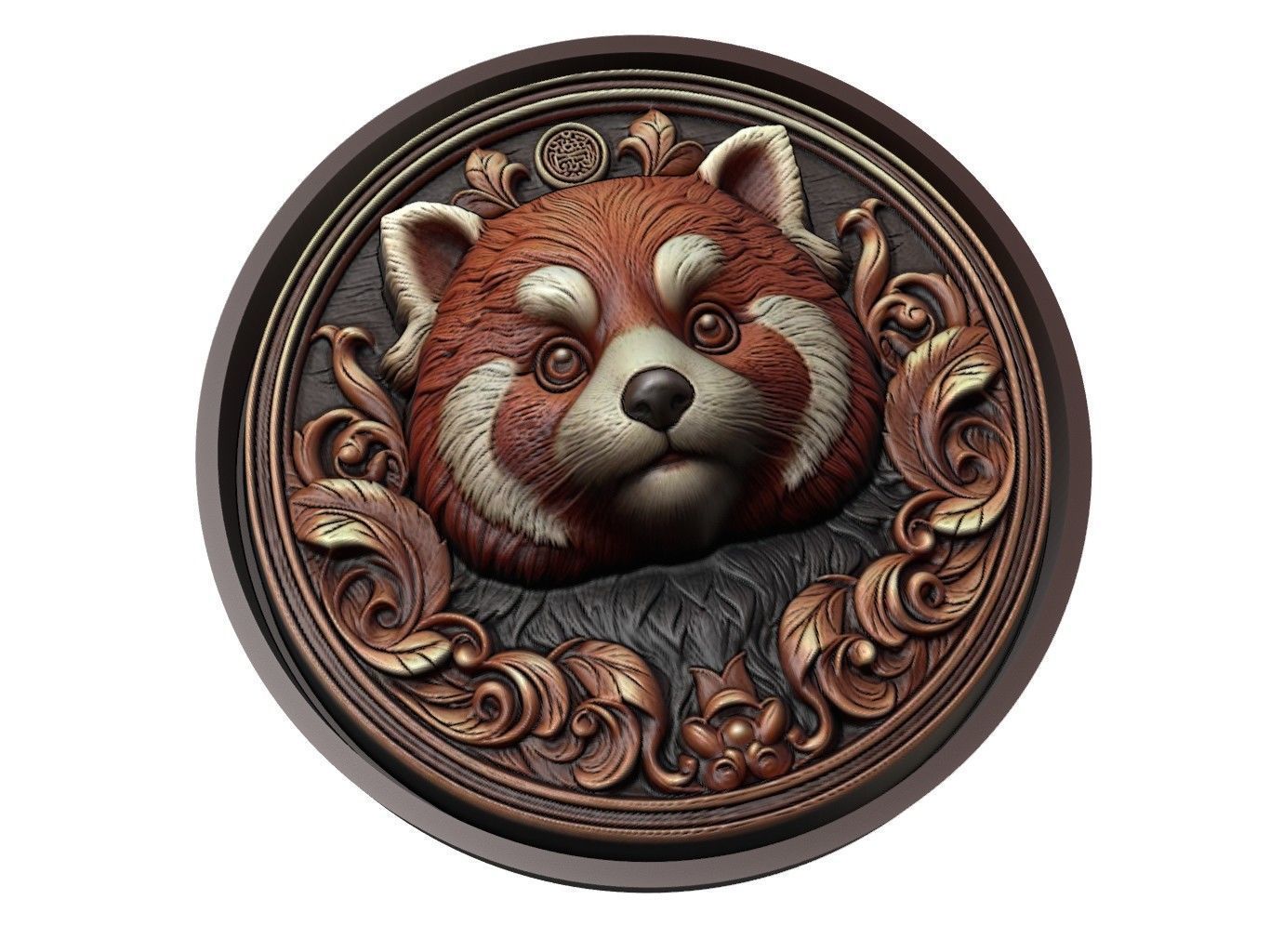 Red Panda Animal Medallion 3D print model_1