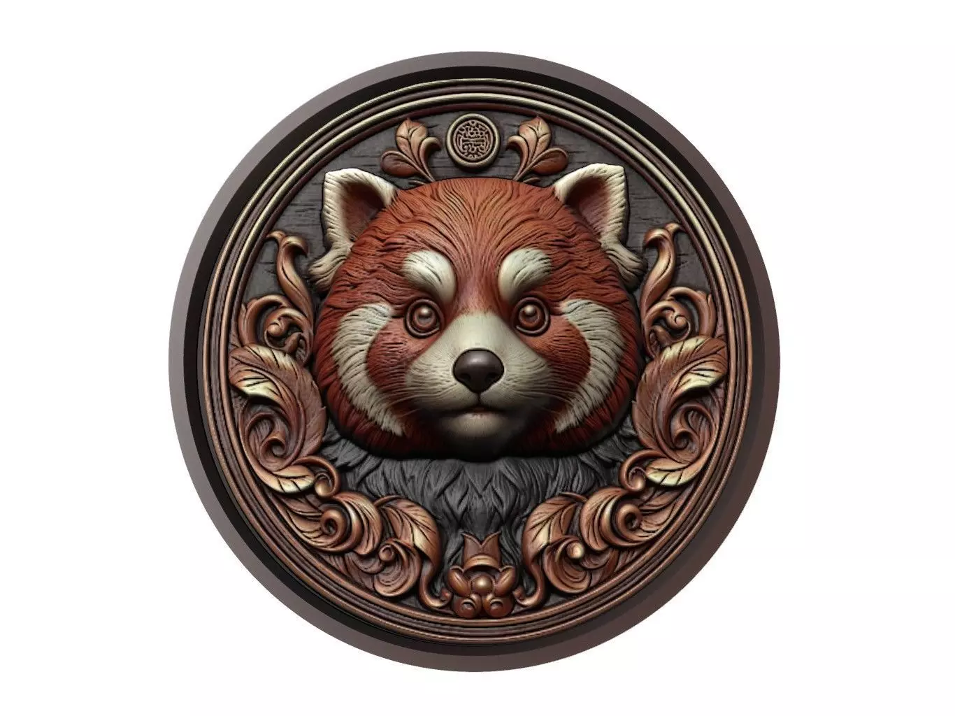 Red Panda Animal Medallion 3D print model_0