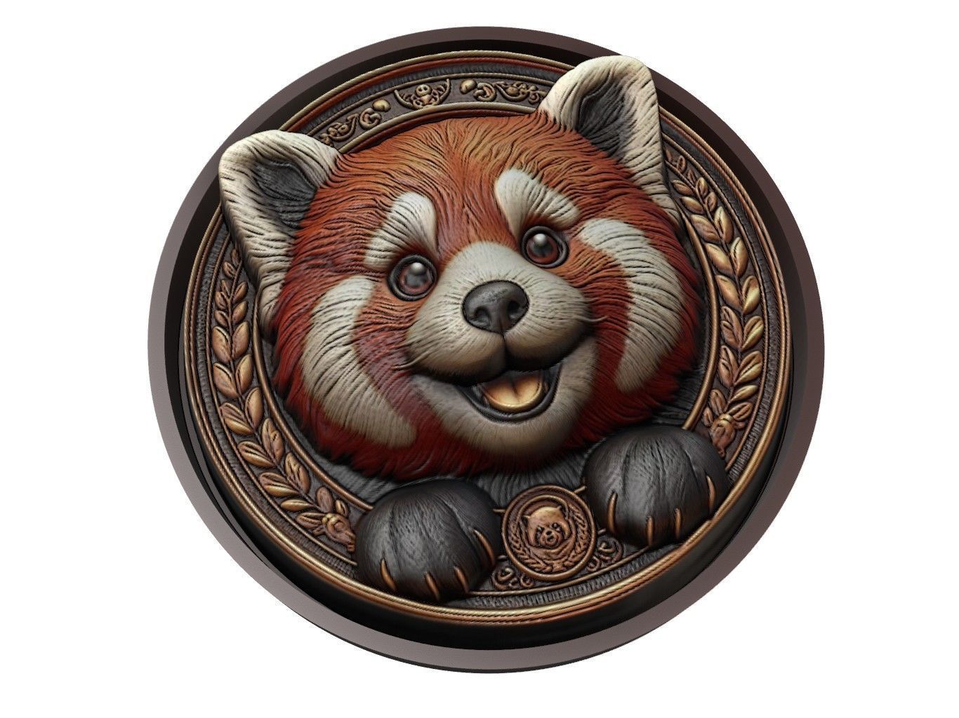 Red Panda Animal Medallion 3D print model_1