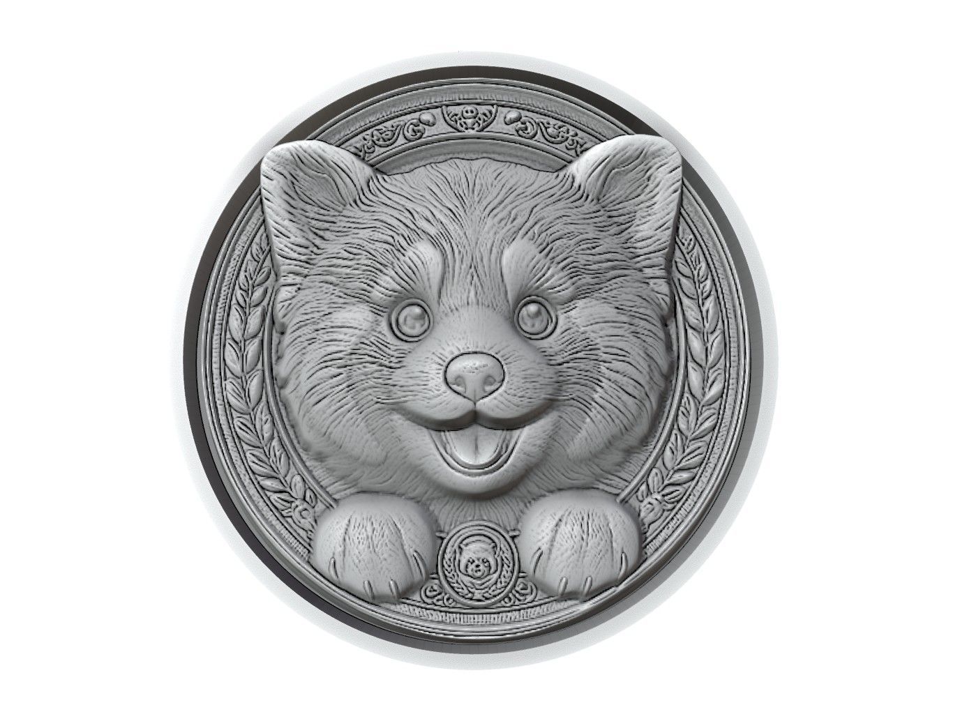 Red Panda Animal Medallion 3D print model_2