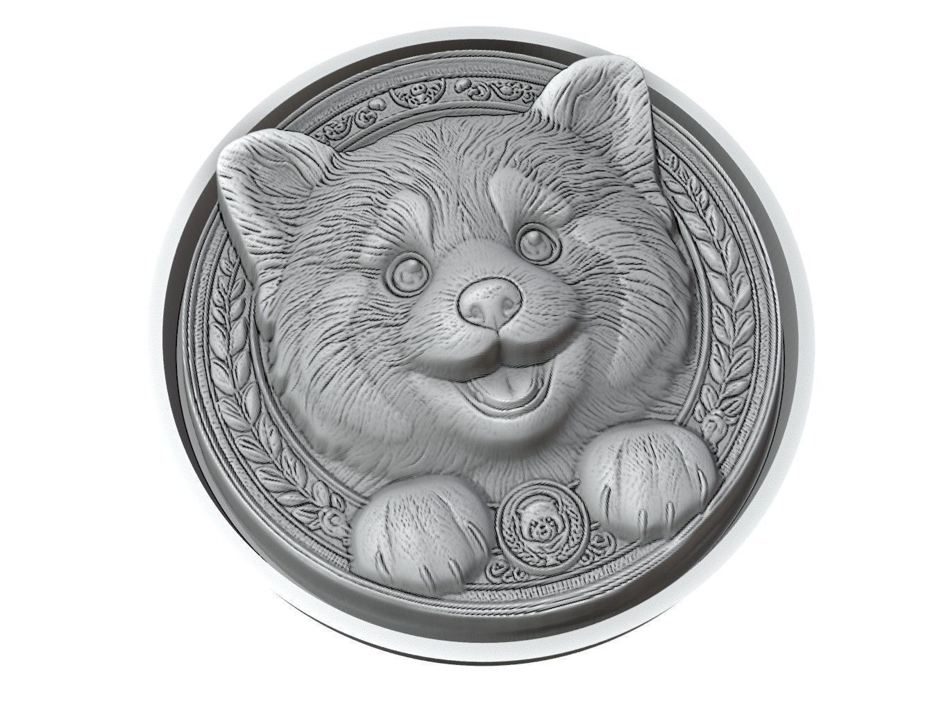 Red Panda Animal Medallion 3D print model_3