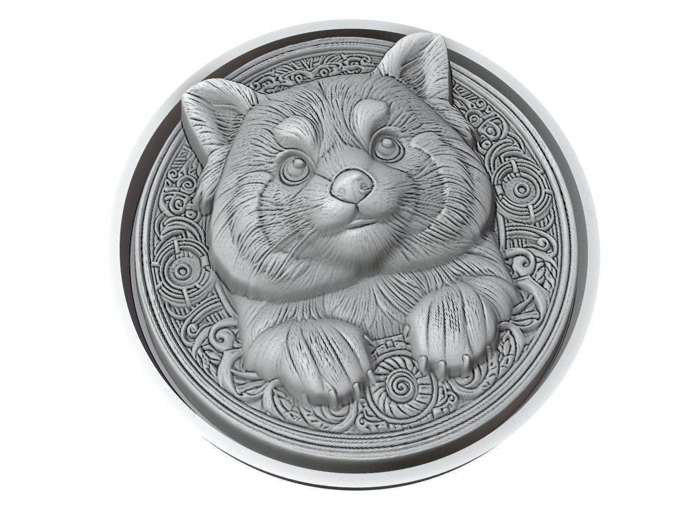 Red Panda Animal Medallion 3D print model_3
