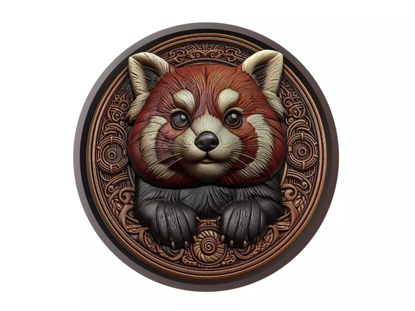 Red Panda Animal Medallion 3D print model_0