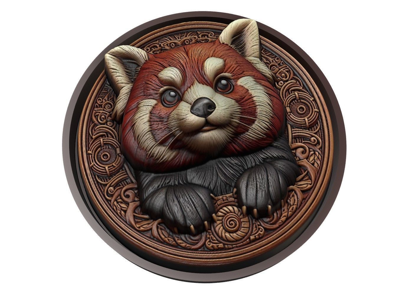 Red Panda Animal Medallion 3D print model_1