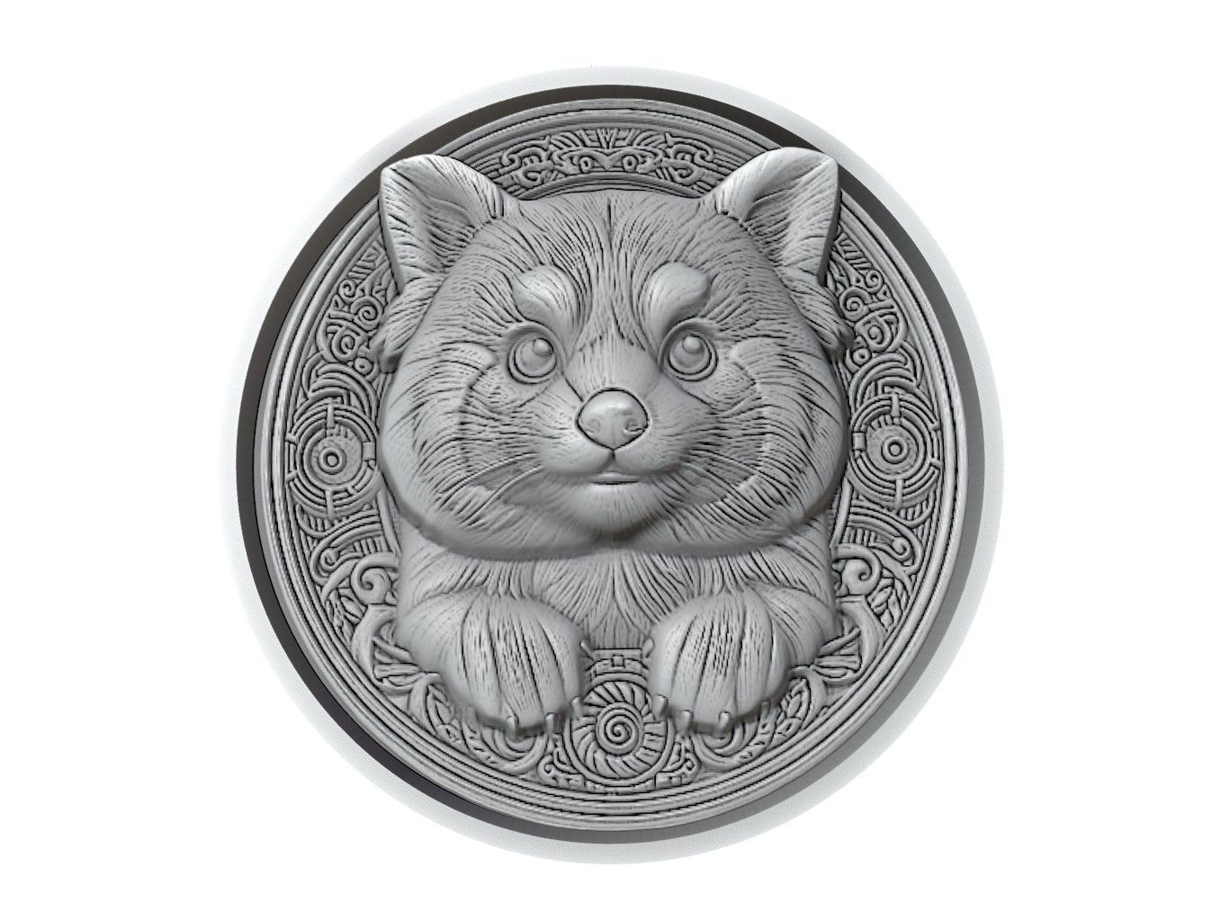 Red Panda Animal Medallion 3D print model_2