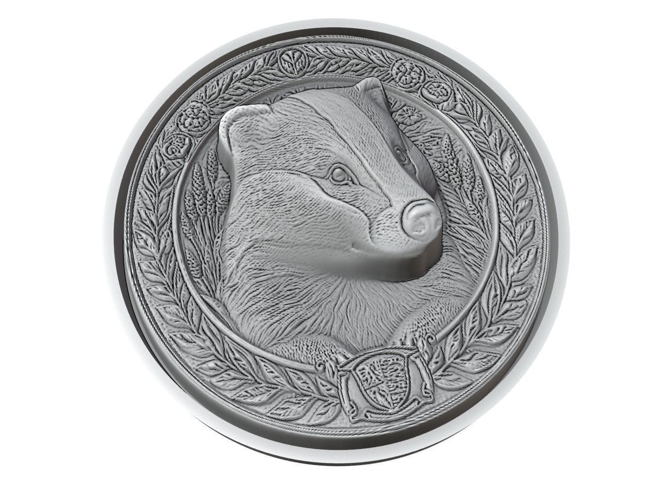 Badger Animal Medallion 3D print model_3
