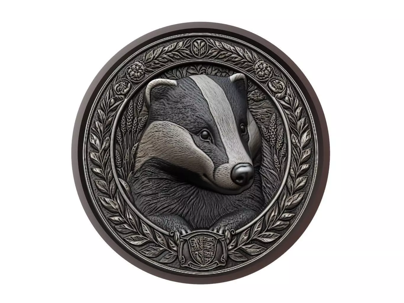 Badger Animal Medallion 3D print model_0