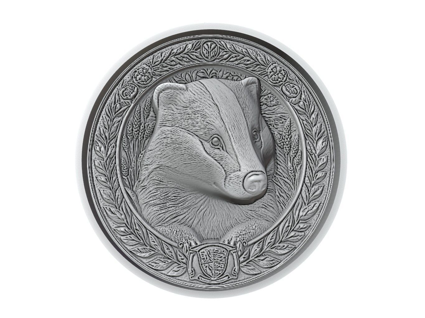 Badger Animal Medallion 3D print model_2